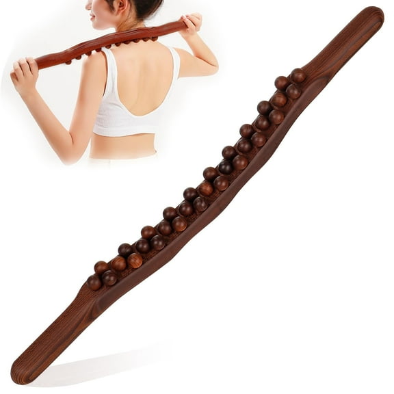 Guasha Wood Stick Tools Wood Therapy Massage Tools for Body Shaping,31 Beads Back Massage Roller Stick,Lymphatic Drainage Massager for Body Shaping (31 beads)