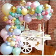 GuassLee 105pcs Pastel Balloons Arch Garland Kit 5" 10" 12" 18 inch Macaron Color Pastel Balloons Different Sizes and Gold Confetti Balloons Set for Easter Wedding Birthday Baby Shower Party