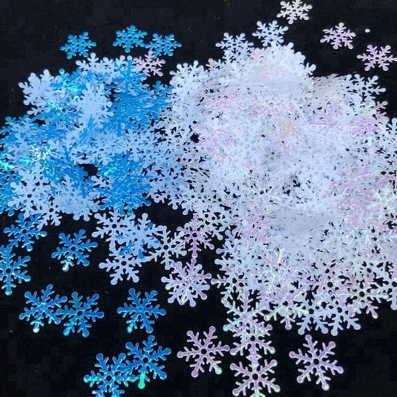 OuMuaMua 1200Pcs Blue White Christmas Snowflake Confetti, Sparkly Foil Snowflakes for Christmas Table, Wedding, Frozen Winter Party Decor