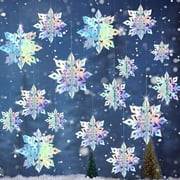 GuassLee 15pcs Winter Christmas Hanging Snowflake Decorations, 3D Holographic Snowflakes for Christmas Winter Wonderland Decorations Frozen Birthday New Year Party Home Decorations