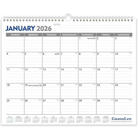 GuassLee 2026-2027 Wall Calendar - 18 Months Hanging Calendar from Jan. 2026 to Jun. 2027, 14" x 11.5", with Notes for Easy Planning School Home Office