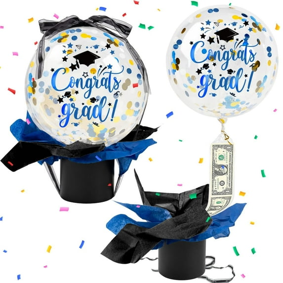 GuassLee 2025 Graduation Gifts, Graduation Balloon Decorations Class Of 2025 Money Gift Balloon, Blue Gold Balloon Surprise Cash Gift Idea For College High School Congrats Grad