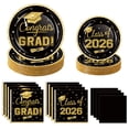 thumbnail image 1 of 2026 Graduation Party Supplies Tableware Set - 200 Pcs Black Gold Graduation Plates and Napkins Class of 2026 Disposable Dinnerware for College High School Congrats Graduation Party favors, Serve 50, 1 of 7