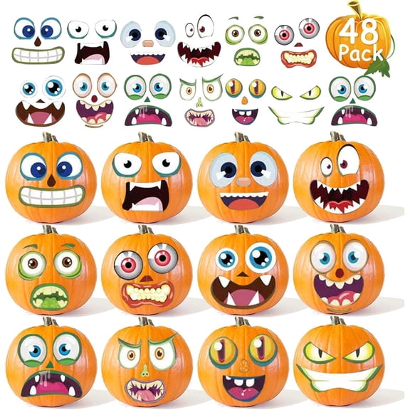 GuassLee 24 Pumpkin Sticker Halloween Party Games Stickers for Kids Make Your Own Halloween Stickers for Halloween Party Favors