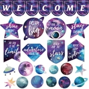 GuassLee 28Pcs Bulletin Board Decorations Space Motivational Posters Science Classroom Decor Welcome Galaxy Inspirational Poster Cutouts for Teachers School Office Home Supplies Door Wall Decor