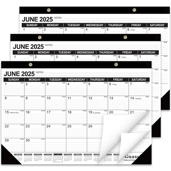 GuassLee 3 Pack Desk Calendar 2025 - 18 Months Academic Calendar 17" × 11.5" Desktop Calendar from Jan. 2025 to Jun. 2026 with Julian Date for Home School Office Desk Top Organizing