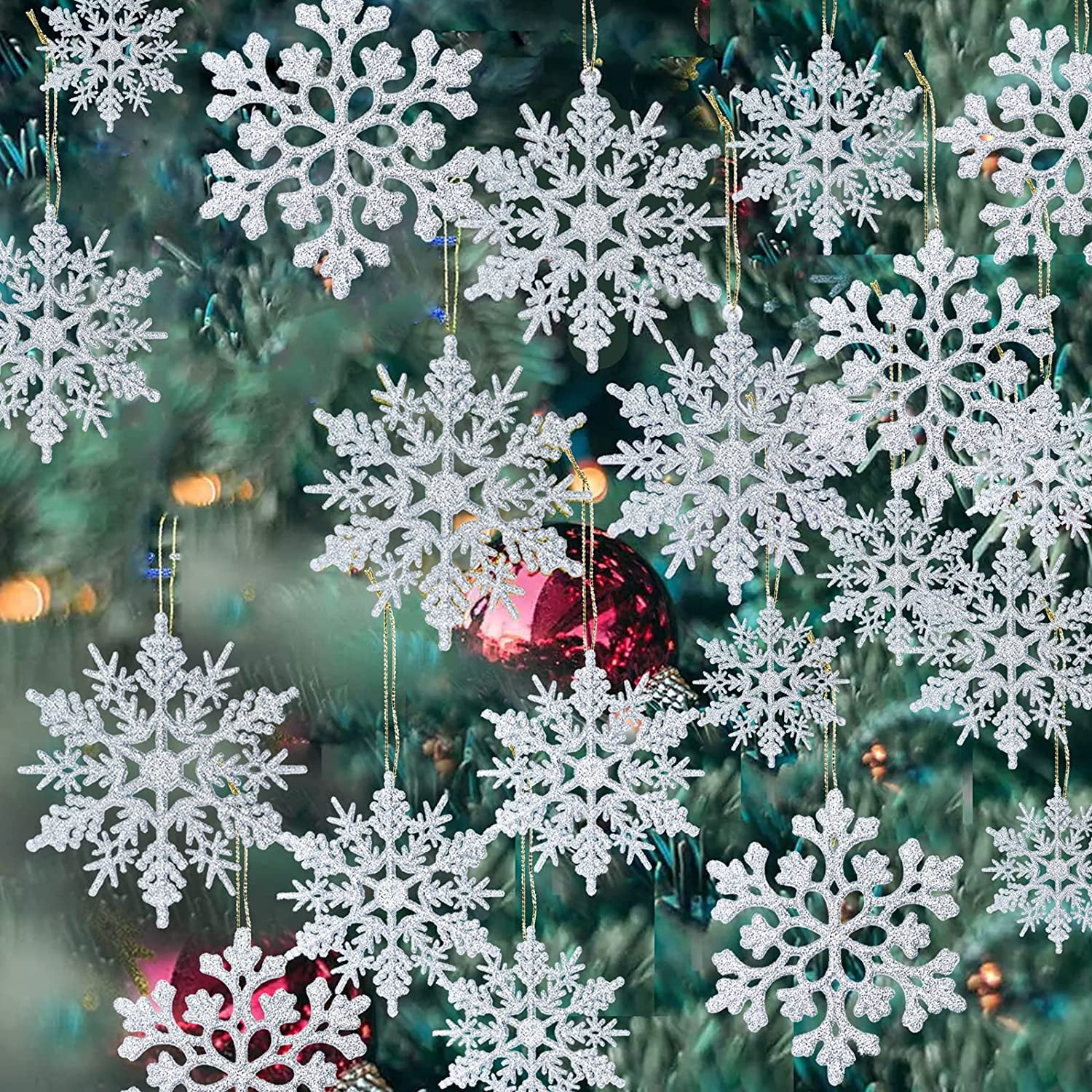 Gold Snowflake Glitter Christmas Decoration | Plastic