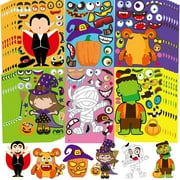GuassLee 42pcs Halloween Characters Stickers for Kids, Make Your Own Mix and Match Sticker, Treat Party Game Activities Decrations