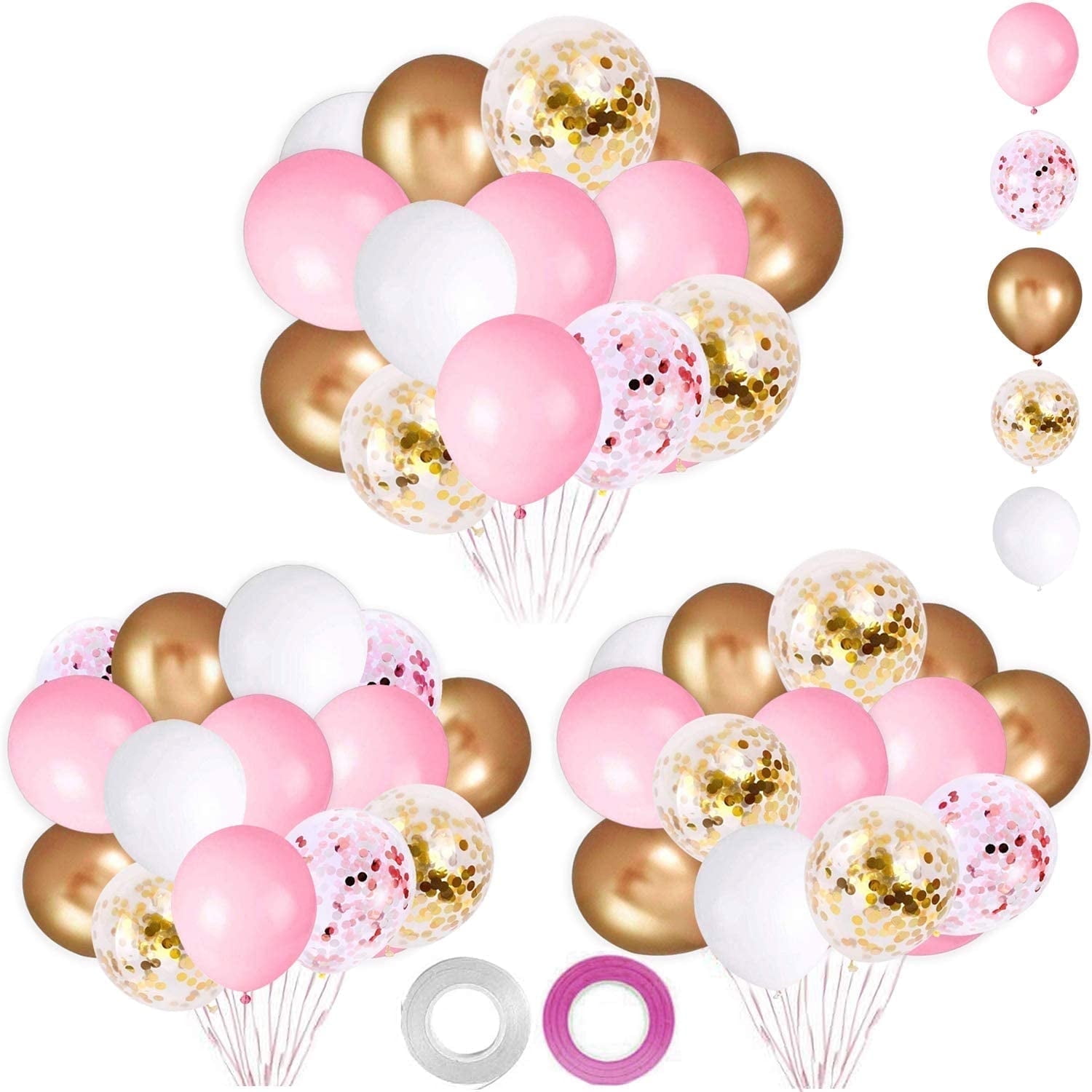 GuassLee 62Pcs 12'' Pink Gold Confetti Latex Balloons Kit, Confession Proposal Wedding Decoration