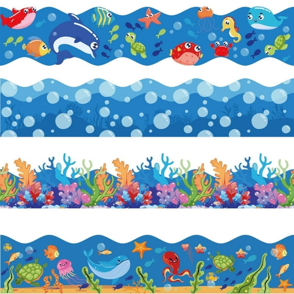 GuassLee 76Ft Ocean Bulletin Board Borders, Summer Ocean theme Classroom Bulletin Board Decorations, Under the Sea Trim Borders for School Supplies Classroom Door Wall Decor