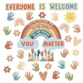 thumbnail image 1 of GuassLee Boho Bulletin Board Decorations for Classroom, 35Pcs Everyone is Welcome Classroom Positive Motivational Inspirational Affirmation Wall Decor Boho Rainbow Cutouts for Teacher School Supplies, 1 of 7