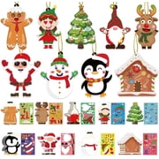 36 Pack Christmas Crafts for Kids, DIY Ornament Making Kit with Stickers for Christmas Tree Winter Party Favours Classroom Decorations