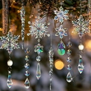 GuassLee Christmas Tree Decorations Crystal Ornaments - 18pcs Iridescent Christmas Ornaments Acrylic Snowflakes Icicle Drop Crystal Hanging Ornaments for Christmas Tree Winter Holiday Frozen Party