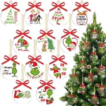 GuassLee Clear Christmas Ornaments Tree Decorations - 12pcs Round Acrylic Ornaments Christmas Crafts Pendents for Xmas Tree Party Hanging Decorations Favors