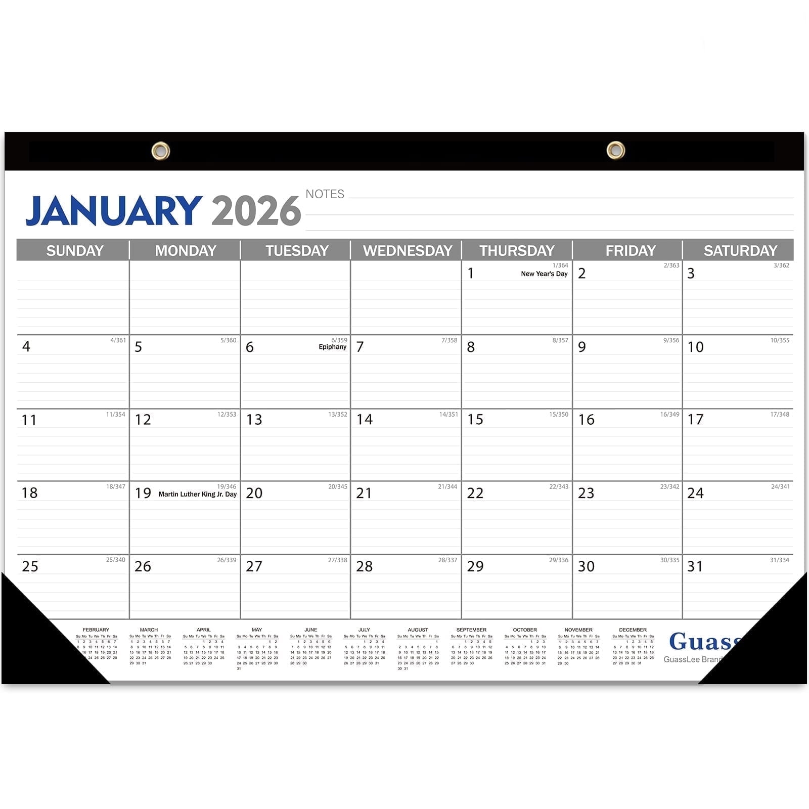 GuassLee Desk Calendar 2026-2027 - 18 Monthly Desktop Calendar 17" x 11.5" Runs from Jan. 2026-Jun. 2027 with Julian Dates for Students Family Office Easy Planning