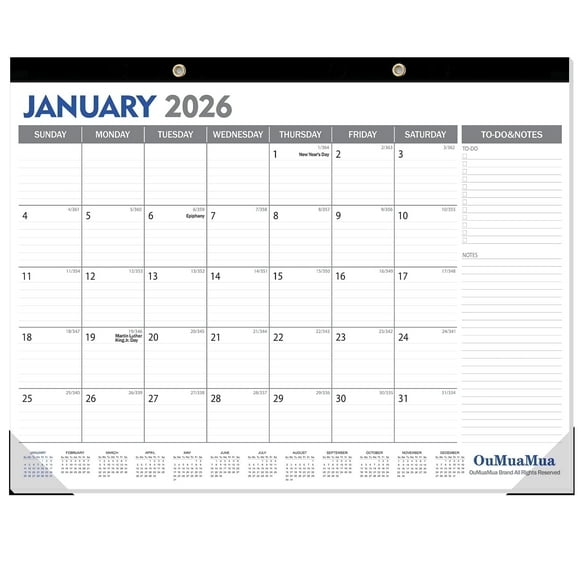 GuassLee Large Desk Calendar 2026-2027 - 18 Months from Jan. 2026 through Jun. 2027, 22 x 17 Inches Desktop Wall Calendar with Julian Date To-do & Notes, Corner Protectors for School Home Office