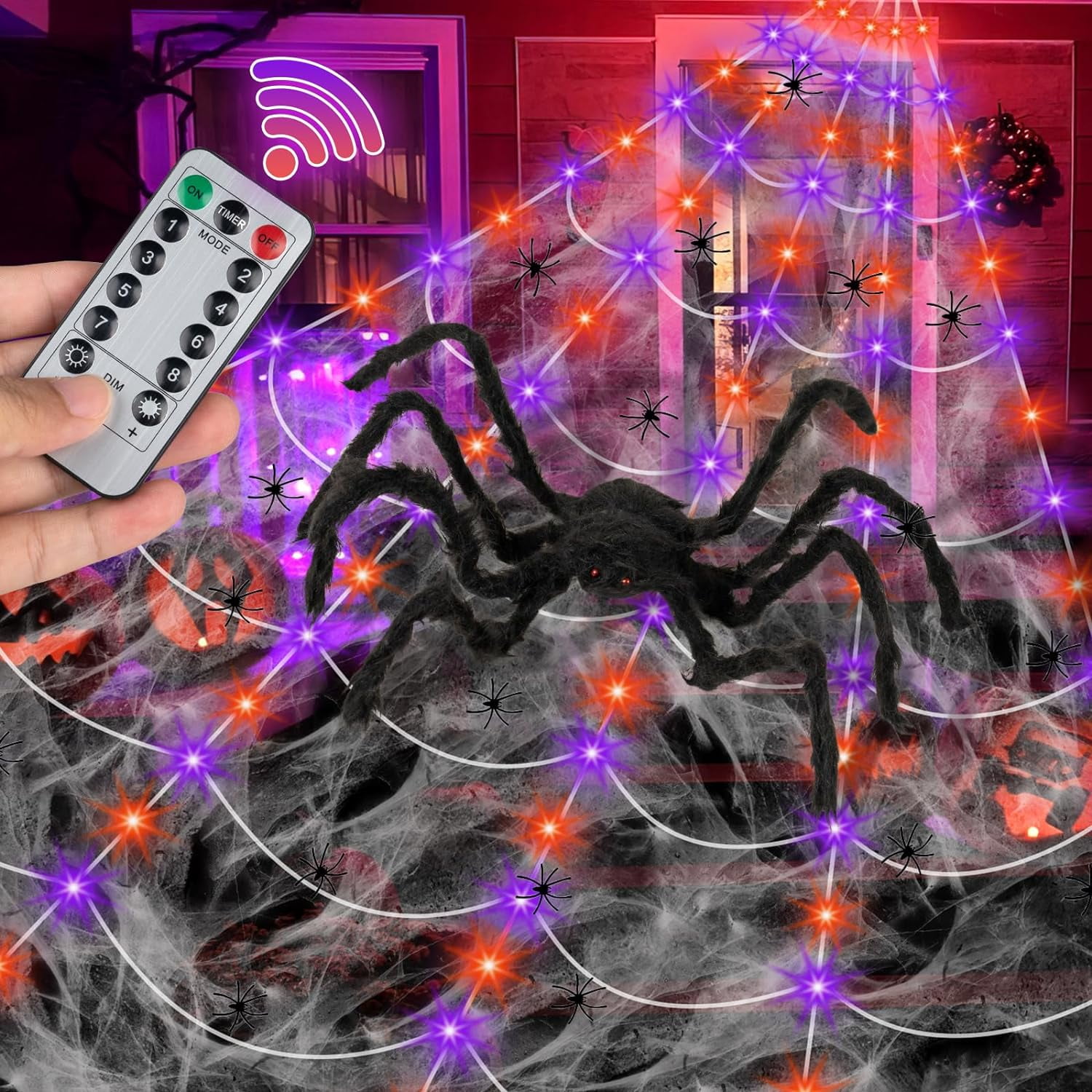 Guasslee Spider Webs Halloween Decorations Outdoor 16 4ft Giant Light