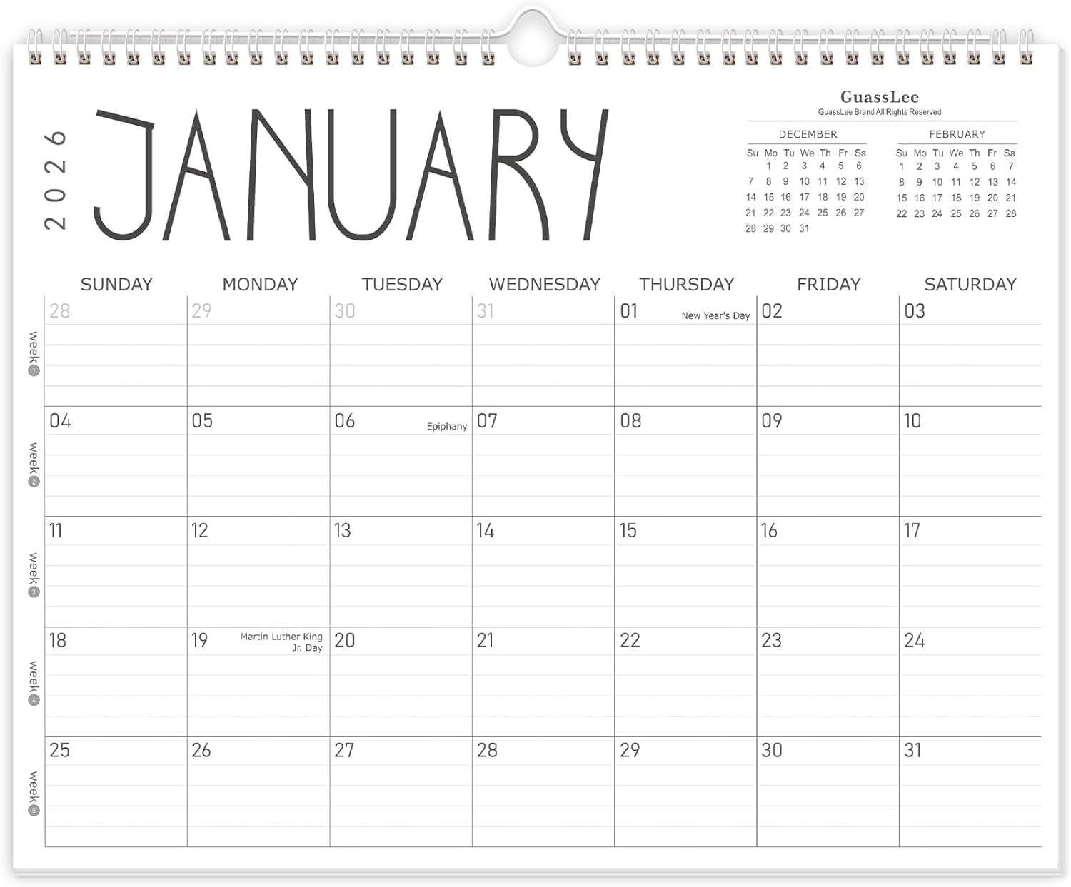 The Coupon deal of  Walmart Black Friday Deals 2025 - GuassLee Wall Calendar 2026 Calendar from January to December, 14" X 11" Paper Monthly Planner Wall Hanging Calendar with Thick Paper for Office Home Planning & Organizing