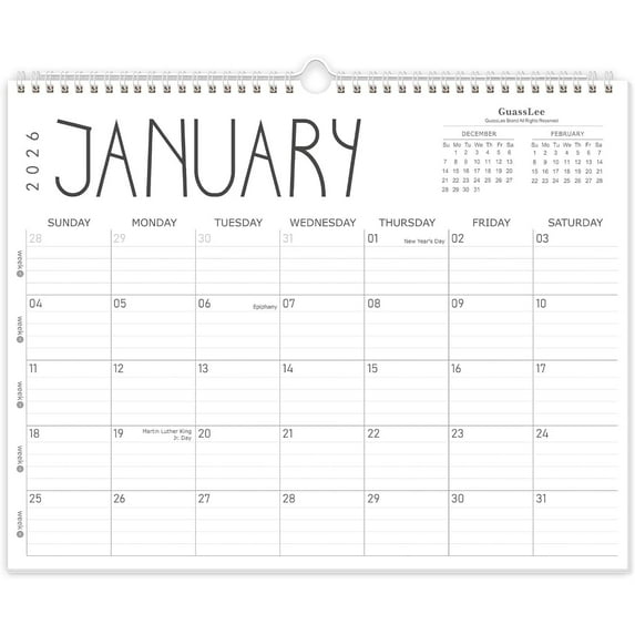 GuassLee Wall Calendar 2026 Calendar from January to December, 14" X 11" Paper Monthly Planner Wall Hanging Calendar with Thick Paper for Office Home Planning & Organizing