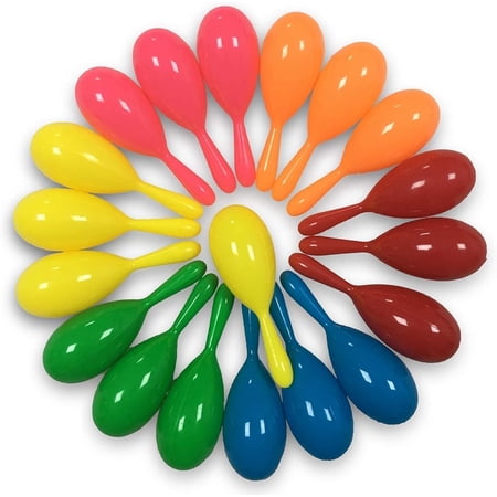 24pcs Mini Maracas Mexican Fiesta Party Favors Plastic Maraca Shakers Noisemaker for Cinco de Mayo Day of the Dead Fiesta Mexican Themed Birthday Valentine's Day Party Supplies
