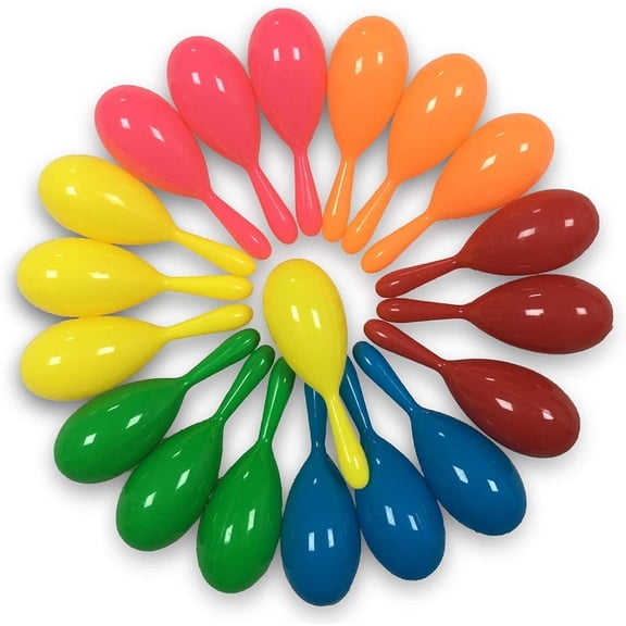24pcs Mini Maracas Mexican Fiesta Party Favors Plastic Maraca Shakers Noisemaker for Cinco de Mayo Day of the Dead Fiesta Mexican Themed Birthday Valentine's Day Party Supplies