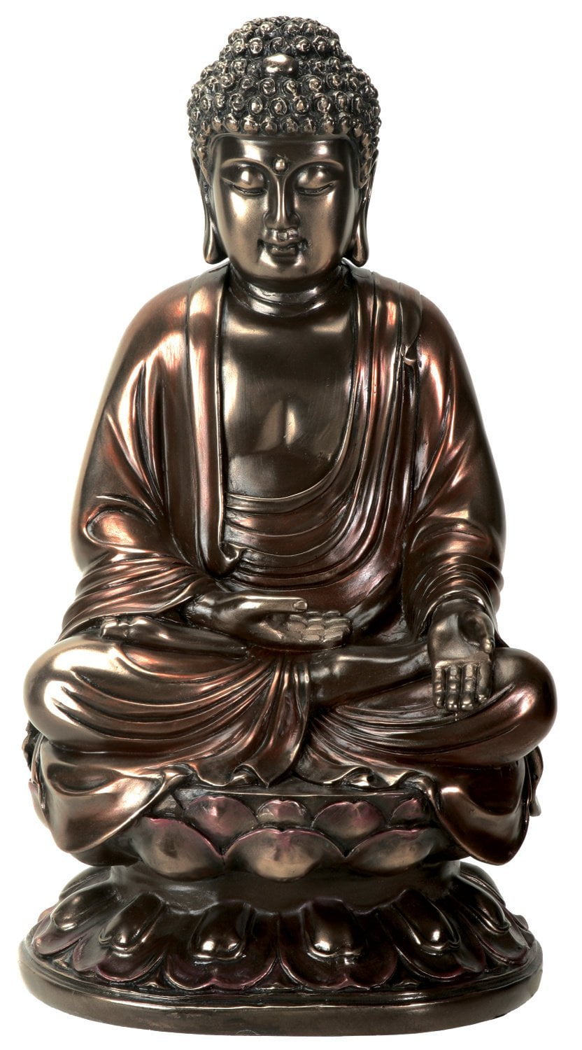 Guatama Buddha Sitting on Lotus Bronze Buddhism State Figurine Decoration New