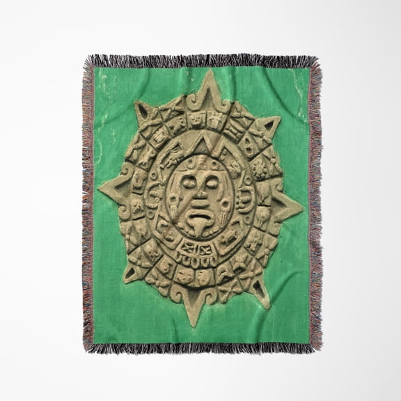 Guatemala, Antigua. Mayan Calendar Adorns Facade - Sa10 Kwi0002 - Kymri Wilt, Woven Blanket