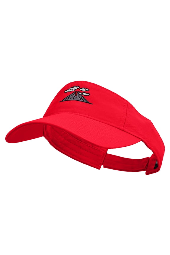 Guatemala Atitlan Volcano Embroidered Cotton Twill Washed Soft Visors - Red OSFM