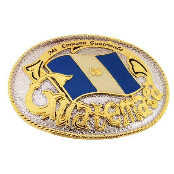 Guatemala Belt Buckle Big New Flag Country Land Chapines Guatamalan Indian Mayan Western Rodeo Cowboy Big