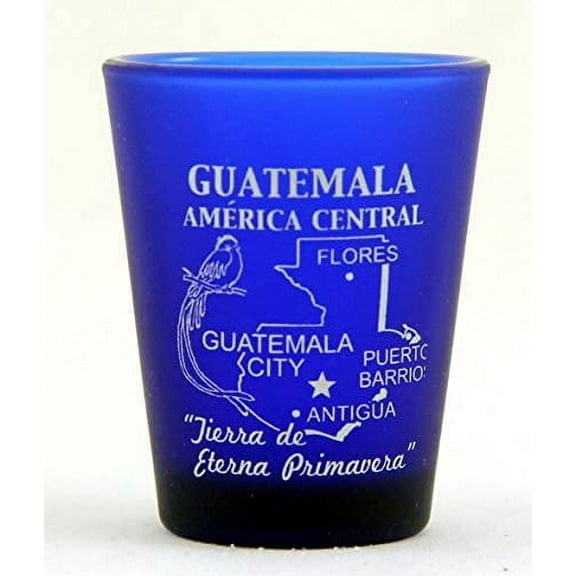 Guatemala Central America Cobalt Blue Frosted Shot Glass