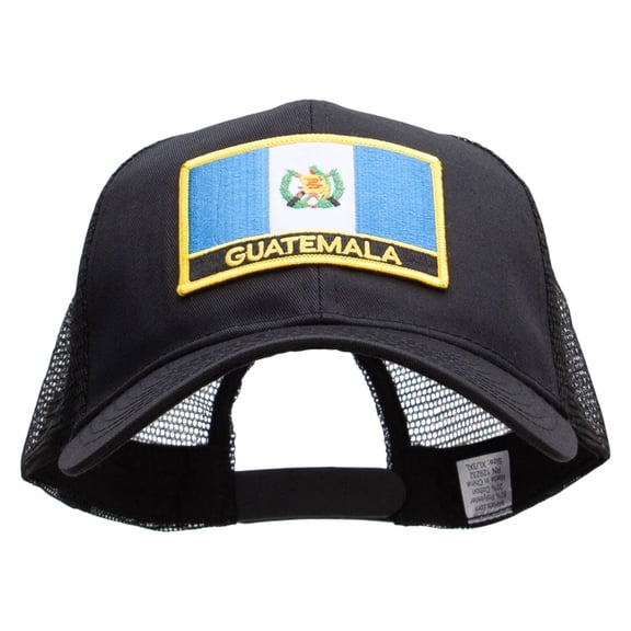 Guatemala Flag Patched Big Size Solid Cotton Twill High Profile Mesh Pro Style Cap - Black XL-3XL