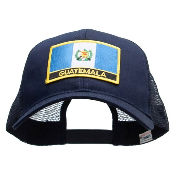 Guatemala Flag Patched Big Size Solid Cotton Twill High Profile Mesh Pro Style Cap - Navy XL-3XL