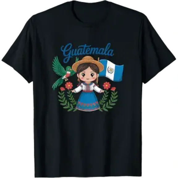 Guatemala Girl Guatemalan Flag Day Bird Guate Quetzal T-Shirt