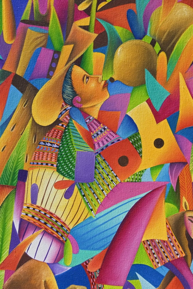 Guatemala Lake Atitlan Panajachel colorful painting for sale Canvas Art - Richard Maschmeyer Design Pics (12 x 18)