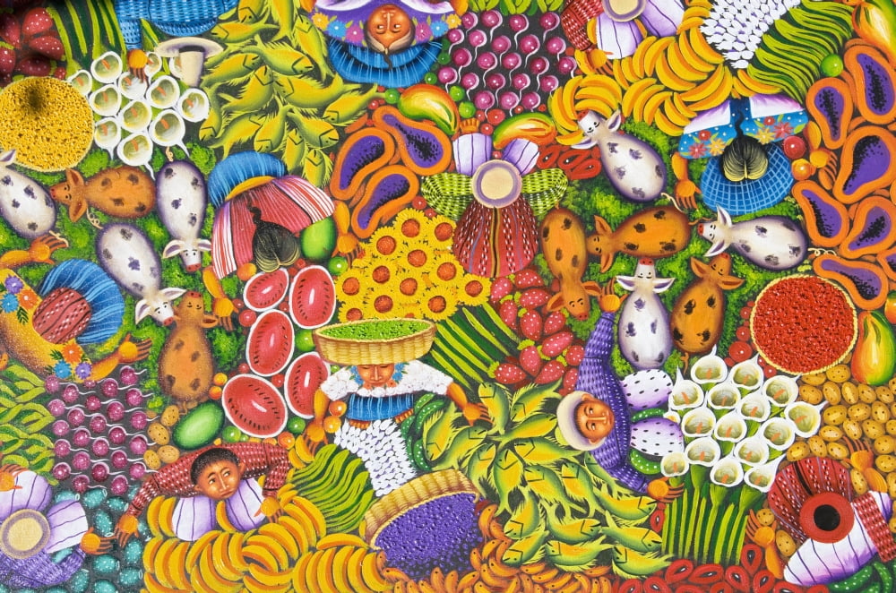 Guatemala Lake Atitlan Panajachel colorful painting for sale Canvas Art - Richard Maschmeyer Design Pics (18 x 12)