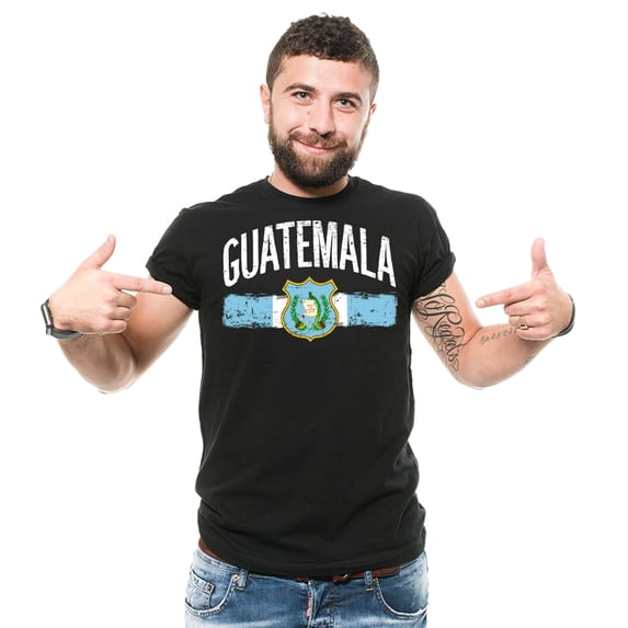Guatemala National Shirt Guatemala Patriotic Tee Shirt Guatemala Flag Logo Text Shirt Guatemala Tee (Medium Black)