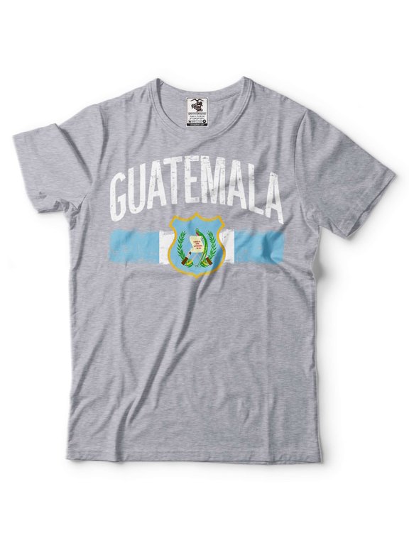 Guatemala National Shirt Guatemala Patriotic Tee Shirt Guatemala Flag Logo Text Shirt Guatemala Tee (Small Grey)