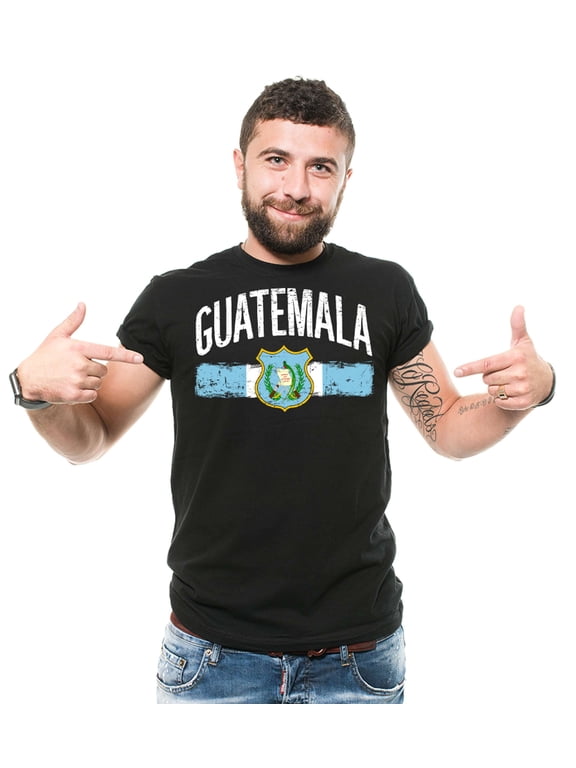 Guatemala National Shirt Guatemala Patriotic Tee Shirt Guatemala Flag Logo Text Shirt Guatemala Tee (X-Large Black)