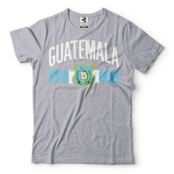 Guatemala National Shirt Guatemala Patriotic Tee Shirt Guatemala Flag Logo Text Shirt Guatemala Tee (XX-Large Grey)