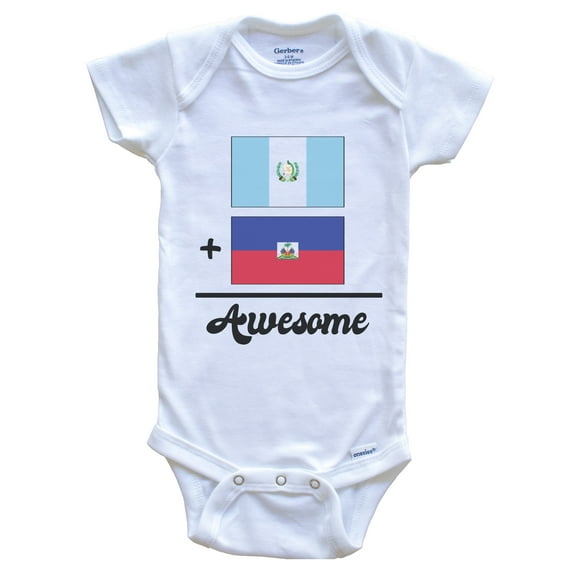 Guatemala Plus Haiti Equals Awesome Cute Guatemalan Haitian Flags Baby Bodysuit, 0-3 months white