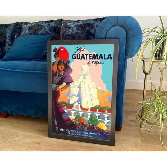 Guatemala Vintage Tikal Travel Poster, Poster Only