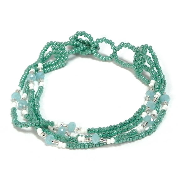 Guatemalan Czech Glass Seed Bead Crystal Beaded Multi Strand Bracelet - Womens Fashion Handmade Jewelry Boho Accessories