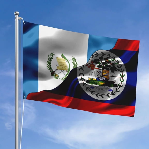 Guatemalan Guatemala And Belizean Belize Flag Flag 4x6 Ft Double-Sided Printing Thickened Three-Ply Fabric Outdoor Flags Banner Decorations