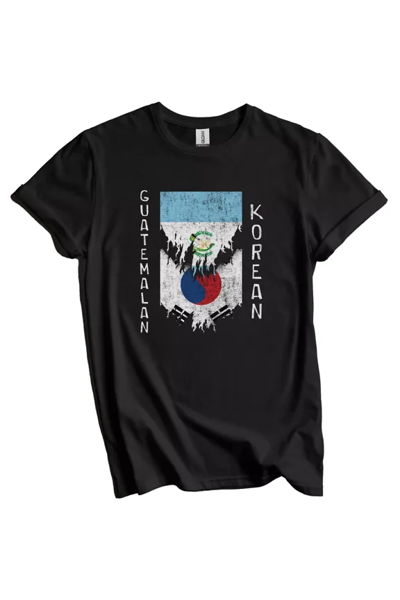 Guatemalan Korean Flags Ripped Torn Guatemala South Korea T-Shirt Gift for Men Women Unisex Tee
