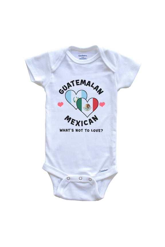 Guatemalan Mexican What's Not To Love Heart Flags Baby Bodysuit