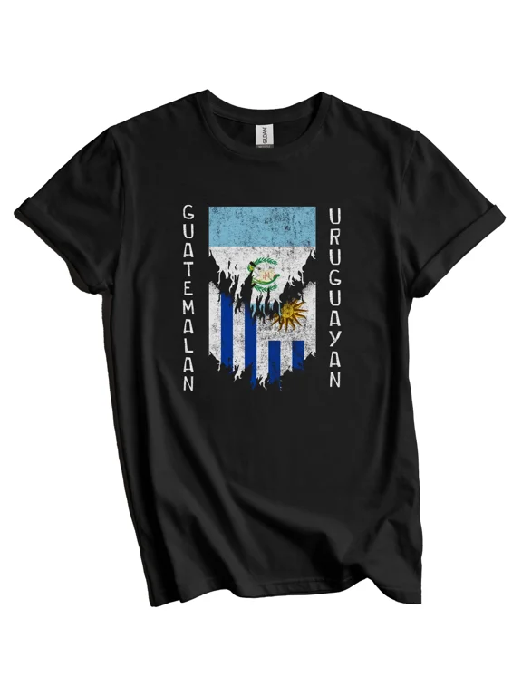 Guatemalan Uruguayan Flags Ripped Torn Guatemala Uruguay T-Shirt