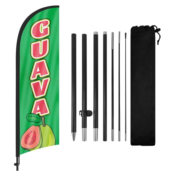 Guava Advertising Swooper Flag Banners, Guava Feather Flags with Pole and Ground Stake 8Ft, Advertising Feather Banner Sign for Guava Business