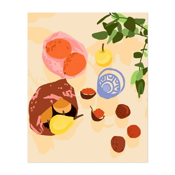 Guava Grove Gala - India Digital Art Fruit Modern Art Kitchen Decor Minimalist Botanical Abstract Pastel Unframed Wall Art Print 24 x 30 inches