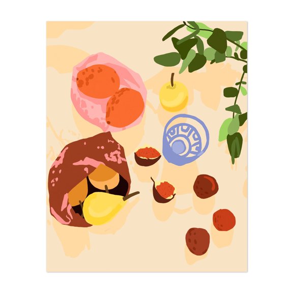 Guava Grove Gala - India Digital Art Fruit Modern Art Kitchen Decor Minimalist Botanical Abstract Pastel Unframed Wall Art Print 8 x 10 inches