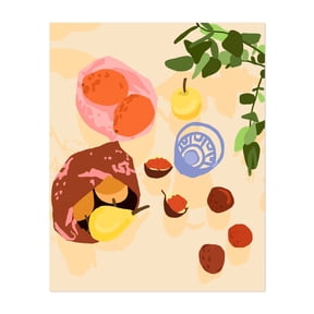 Guava Grove Gala - India Digital Art Fruit Modern Art Kitchen Decor Minimalist Botanical Abstract Pastel Unframed Wall Art Print 8 x 10 inches